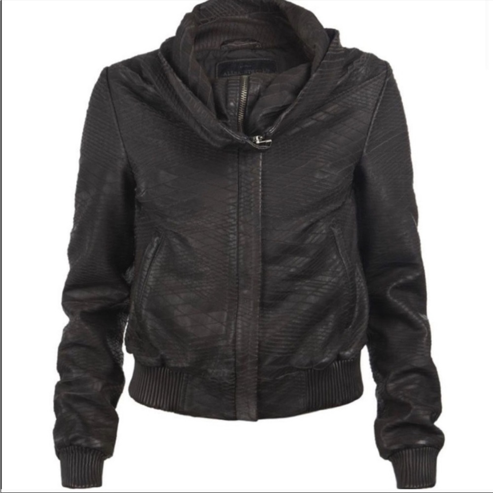 ‼️SOLD‼️All Saints leather bomber jacket Black size 10 like new